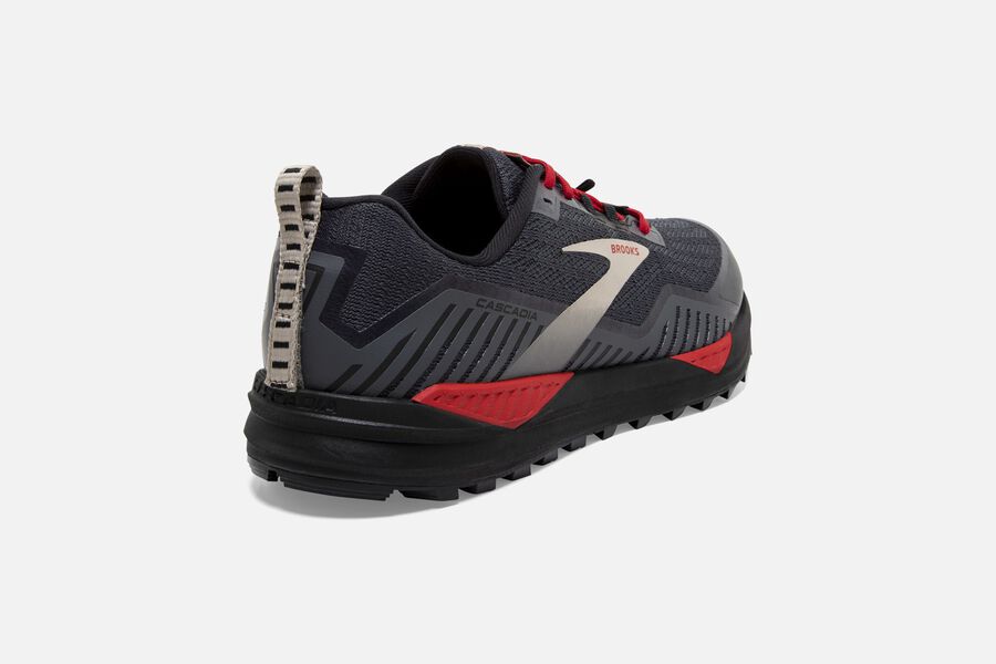 Brooks Cascadia 15 GTX Trail Running Shoes - Mens - Black/Red - YP8091423